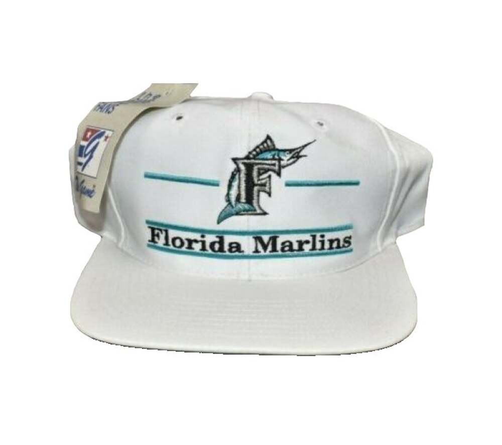 Vintage MLB Florida Marlins The Game Split Bar Twill Snapback Cap / Hat